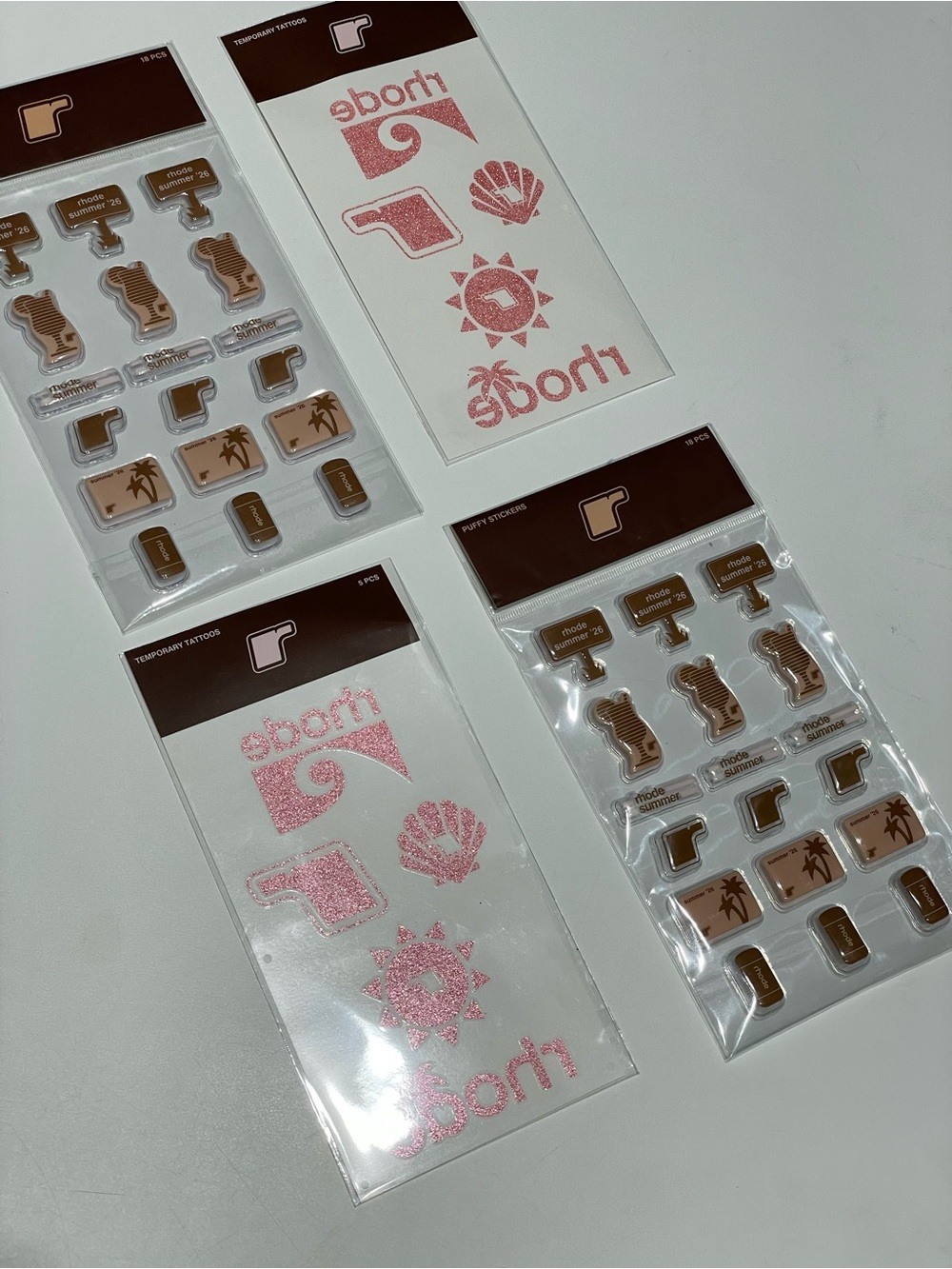 RHODE summer ‘26 Pink Glitter Temporary Tattoo and sticker Sets of 4